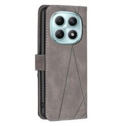 Knižkové puzdro Rhombus sivé – Xiaomi Redmi Note 15 Pro 4G | Kryty na mobil Kryty na mobil | Knižkové puzdro Rhombus sivé – Xiaomi Redmi Note 15 Pro 4G | Kryty na mobil