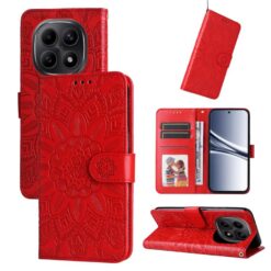 Peňaženkové puzdro Embossing Pattern Slnečnica červené – Xiaomi Redmi Note 15 4G/5G | Kryty na mobil Kryty na mobil | Peňaženkové puzdro Embossing Pattern Slnečnica červené – Xiaomi Redmi Note 15 4G/5G | Kryty na mobil