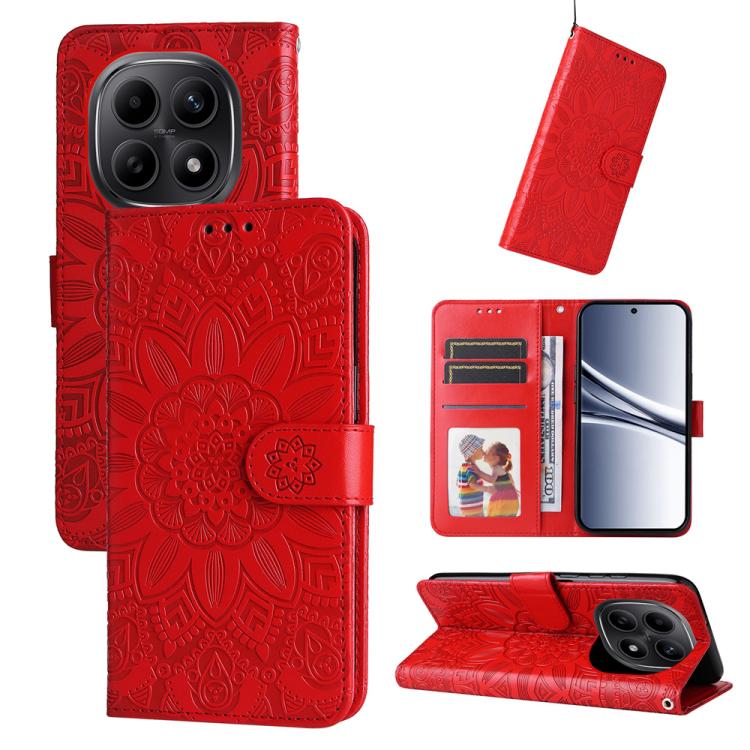 Peňaženkové puzdro Embossing Pattern Slnečnica červené – Xiaomi Redmi Note 15 4G/5G | Kryty na mobil Kryty na mobil | Peňaženkové puzdro Embossing Pattern Slnečnica červené – Xiaomi Redmi Note 15 4G/5G | Kryty na mobil