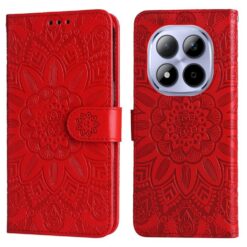 Kryty na mobil | Peňaženkové puzdro Embossing Pattern Slnečnica červené – Xiaomi Redmi Note 15 Pro 4G | Kryty na mobil
