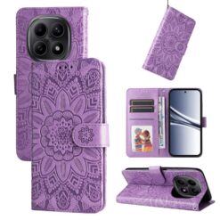 Kryty na mobil | Peňaženkové puzdro Embossing Pattern Slnečnica fialové – Xiaomi Redmi Note 15 4G/5G | Kryty na mobil