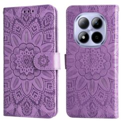 Kryty na mobil | Peňaženkové puzdro Embossing Pattern Slnečnica fialové – Xiaomi Redmi Note 15 Pro 4G | Kryty na mobil