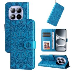 Kryty na mobil | Peňaženkové puzdro Embossing Pattern Slnečnica modré – Xiaomi Redmi Note 15 Pro 4G | Kryty na mobil