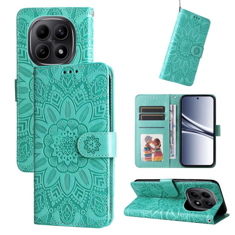 Peňaženkové puzdro Embossing Pattern Slnečnica zelené – Xiaomi Redmi Note 15 4G/5G | Kryty na mobil Kryty na mobil | Peňaženkové puzdro Embossing Pattern Slnečnica zelené – Xiaomi Redmi Note 15 4G/5G | Kryty na mobil