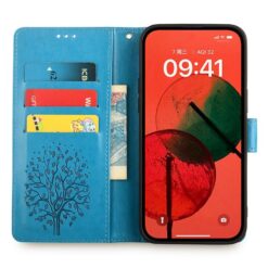 Peňaženkové puzdro Embossing Pattern Strom modré – Realme GT 8 Pro | Kryty na mobil Kryty na mobil | Peňaženkové puzdro Embossing Pattern Strom modré – Realme GT 8 Pro | Kryty na mobil