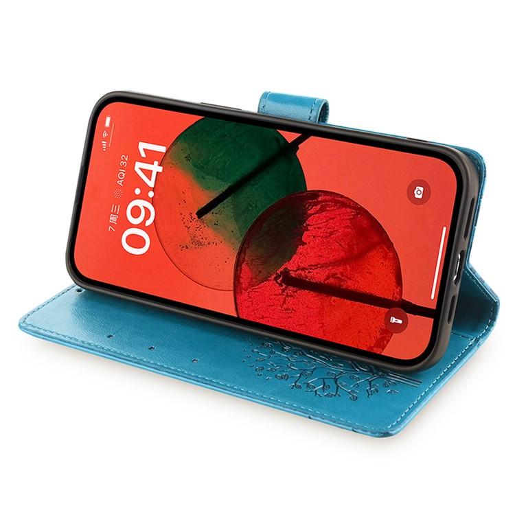 Peňaženkové puzdro Embossing Pattern Strom modré – Realme GT 8 Pro | Kryty na mobil Kryty na mobil | Peňaženkové puzdro Embossing Pattern Strom modré – Realme GT 8 Pro | Kryty na mobil