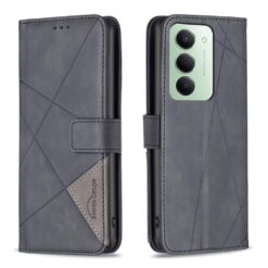 Knižkové puzdro Rhombus čierne – Xiaomi Redmi 15 | Kryty na mobil Kryty na mobil | Knižkové puzdro Rhombus čierne – Xiaomi Redmi 15 | Kryty na mobil