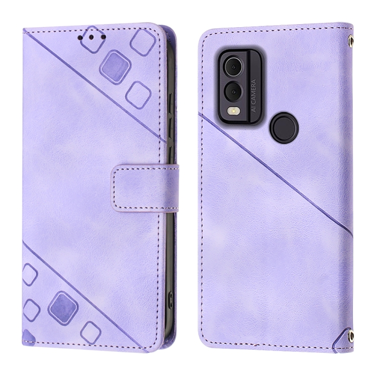 Peňaženkové puzdro Embossing Pattern Square fialové – Nokia C22 | Kryty na mobil Kryty na mobil | Peňaženkové puzdro Embossing Pattern Square fialové – Nokia C22 | Kryty na mobil