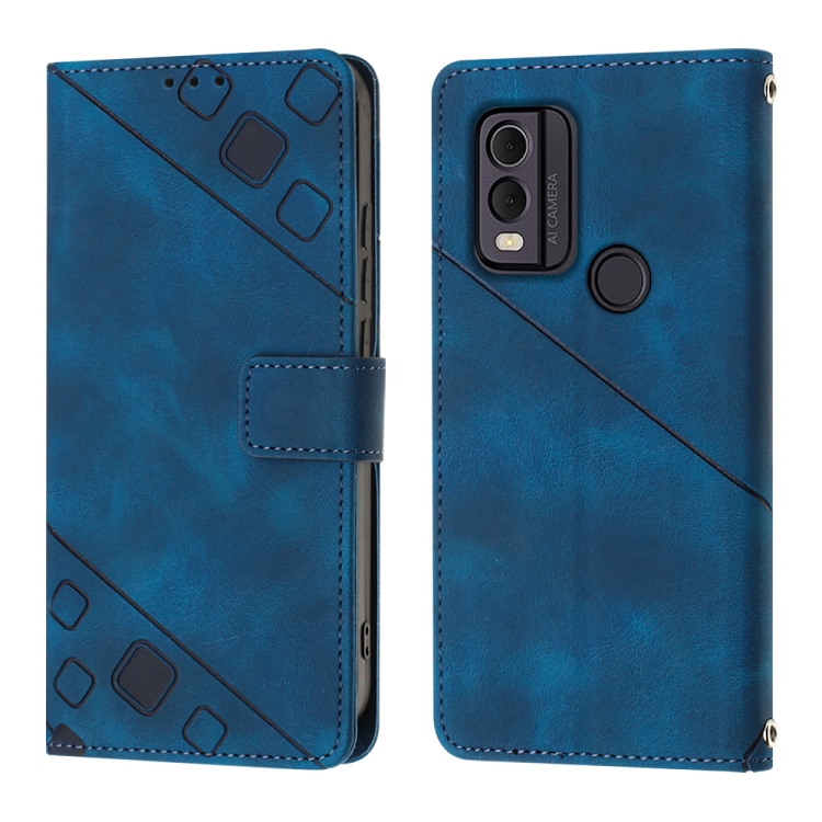 Peňaženkové puzdro Embossing Pattern Square modré – Nokia C22 | Kryty na mobil Kryty na mobil | Peňaženkové puzdro Embossing Pattern Square modré – Nokia C22 | Kryty na mobil