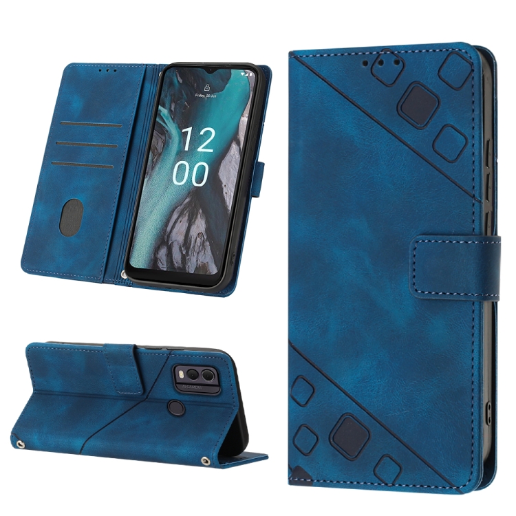 Peňaženkové puzdro Embossing Pattern Square modré – Nokia C22 | Kryty na mobil Kryty na mobil | Peňaženkové puzdro Embossing Pattern Square modré – Nokia C22 | Kryty na mobil