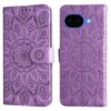Kryty na mobil | Peňaženkové puzdro Embossing Pattern Slnečnica zelené – Google Pixel 10a | Kryty na mobil