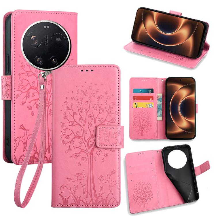Peňaženkové puzdro Embossing Pattern Strom case ružové – Xiaomi 17 Ultra | Kryty na mobil Kryty na mobil | Peňaženkové puzdro Embossing Pattern Strom case ružové – Xiaomi 17 Ultra | Kryty na mobil