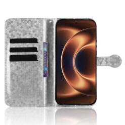 Peňaženkové puzdro Honeycomb Dot Texture Case strieborné – Xiaomi 17 Ultra | Kryty na mobil Kryty na mobil | Peňaženkové puzdro Honeycomb Dot Texture Case strieborné – Xiaomi 17 Ultra | Kryty na mobil