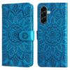Kryty na mobil | Peňaženkové puzdro Embossing Pattern Slnečnica fialové – Samsung Galaxy A57 | Kryty na mobil