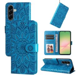 Peňaženkové puzdro Embossing Pattern Slnečnica modré – Samsung Galaxy A57 | Kryty na mobil Kryty na mobil | Peňaženkové puzdro Embossing Pattern Slnečnica modré – Samsung Galaxy A57 | Kryty na mobil