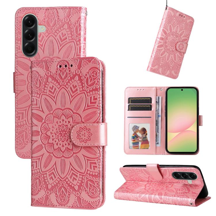 Peňaženkové puzdro Embossing Pattern Slnečnica ružové – Samsung Galaxy A57 | Kryty na mobil Kryty na mobil | Peňaženkové puzdro Embossing Pattern Slnečnica ružové – Samsung Galaxy A57 | Kryty na mobil