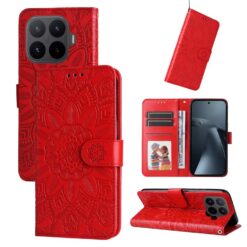 Peňaženkové puzdro Embossing Pattern Slnečnica červené – Xiaomi 17T | Kryty na mobil Kryty na mobil | Peňaženkové puzdro Embossing Pattern Slnečnica červené – Xiaomi 17T | Kryty na mobil