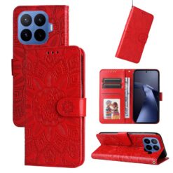 Kryty na mobil | Peňaženkové puzdro Embossing Pattern Slnečnica červené – Xiaomi 17T Pro | Kryty na mobil