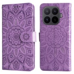 Kryty na mobil | Peňaženkové puzdro Embossing Pattern Slnečnica fialové – Xiaomi 17T | Kryty na mobil