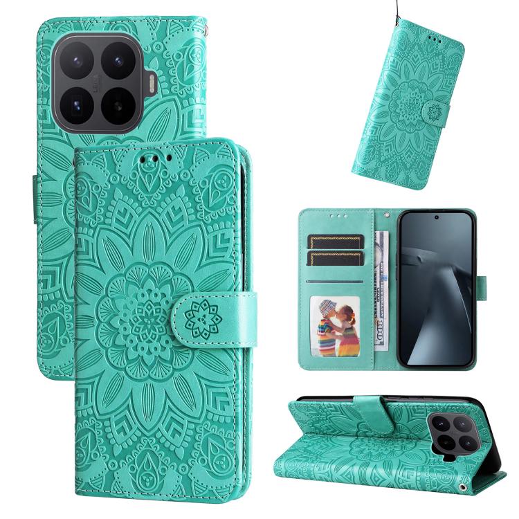Peňaženkové puzdro Embossing Pattern Slnečnica zelené – Xiaomi 17T | Kryty na mobil Kryty na mobil | Peňaženkové puzdro Embossing Pattern Slnečnica zelené – Xiaomi 17T | Kryty na mobil