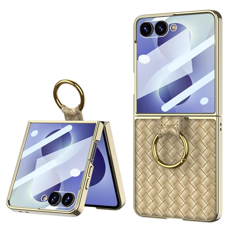 Kryt GKK Weave Texture Case zlatý – Samsung Galaxy Z Flip 8 | Kryty na mobil Kryty na mobil | Kryt GKK Weave Texture Case zlatý – Samsung Galaxy Z Flip 8 | Kryty na mobil