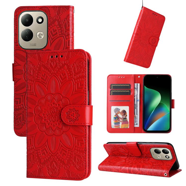 Peňaženkové puzdro Embossing Pattern Slnečnica červené – Xiaomi Redmi 17 | Kryty na mobil Kryty na mobil | Peňaženkové puzdro Embossing Pattern Slnečnica červené – Xiaomi Redmi 17 | Kryty na mobil