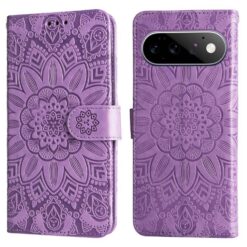 Peňaženkové puzdro Embossing Pattern Slnečnica fialové – Google Pixel 11 / Pixel 11 Pro
