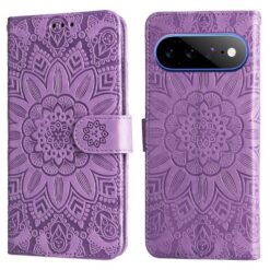 Peňaženkové puzdro Embossing Pattern Slnečnica fialové – Google Pixel 11 Pro XL
