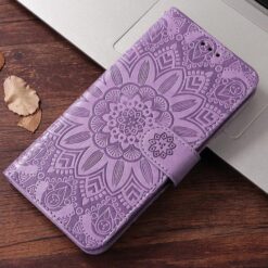 Kryty na mobil | Peňaženkové puzdro Embossing Pattern Slnečnica fialové – Google Pixel 11 Pro XL | Kryty na mobil