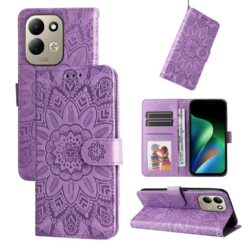 Kryty na mobil | Peňaženkové puzdro Embossing Pattern Slnečnica fialové – Xiaomi Redmi 17 | Kryty na mobil