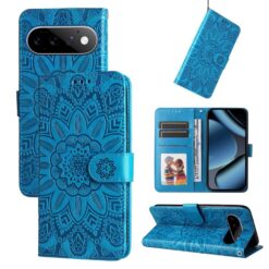 Kryty na mobil | Peňaženkové puzdro Embossing Pattern Slnečnica modré – Google Pixel 11 / Pixel 11 Pro | Kryty na mobil