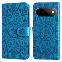 Peňaženkové puzdro Embossing Pattern Slnečnica modré – Google Pixel 11 / Pixel 11 Pro