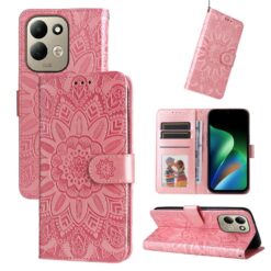 Peňaženkové puzdro Embossing Pattern Slnečnica ružové – Xiaomi Redmi 17 | Kryty na mobil Kryty na mobil | Peňaženkové puzdro Embossing Pattern Slnečnica ružové – Xiaomi Redmi 17 | Kryty na mobil