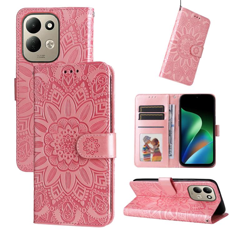 Peňaženkové puzdro Embossing Pattern Slnečnica ružové – Xiaomi Redmi 17 | Kryty na mobil Kryty na mobil | Peňaženkové puzdro Embossing Pattern Slnečnica ružové – Xiaomi Redmi 17 | Kryty na mobil