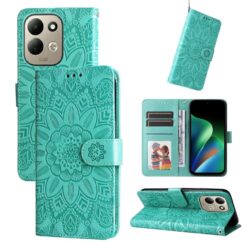 Peňaženkové puzdro Embossing Pattern Slnečnica zelené – Xiaomi Redmi 17 | Kryty na mobil Kryty na mobil | Peňaženkové puzdro Embossing Pattern Slnečnica zelené – Xiaomi Redmi 17 | Kryty na mobil