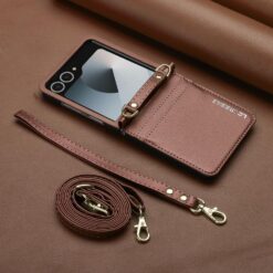 Kryty na mobil | Peňaženkové puzdro Imeeke hnedé – Samsung Galaxy Z Flip 8 | Kryty na mobil