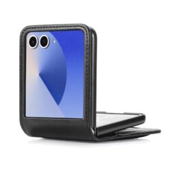 Kryty na mobil | Peňaženkové puzdro Storm Leather case čierne – Samsung Galaxy Z Flip 8 | Kryty na mobil