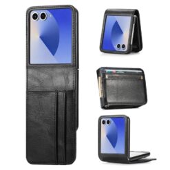 Kryty na mobil | Peňaženkové puzdro Storm Leather case čierne – Samsung Galaxy Z Flip 8 | Kryty na mobil