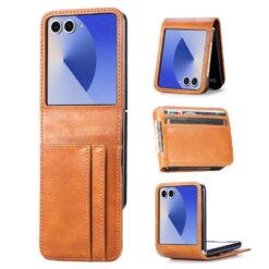 Peňaženkové puzdro Storm Leather case hnedé – Samsung Galaxy Z Flip 8 | Kryty na mobil Kryty na mobil | Peňaženkové puzdro Storm Leather case hnedé – Samsung Galaxy Z Flip 8 | Kryty na mobil