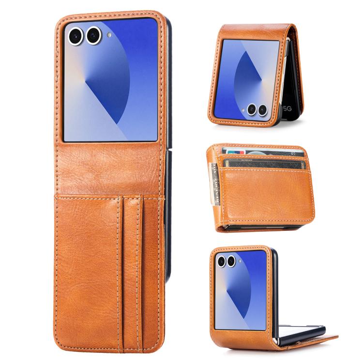 Peňaženkové puzdro Storm Leather case hnedé – Samsung Galaxy Z Flip 8 | Kryty na mobil Kryty na mobil | Peňaženkové puzdro Storm Leather case hnedé – Samsung Galaxy Z Flip 8 | Kryty na mobil