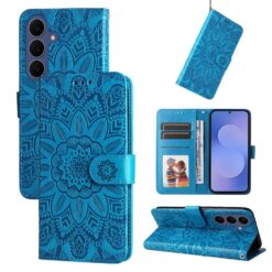 Kryty na mobil | Peňaženkové puzdro Embossing Pattern Slnečnica modré – Samsung Galaxy S26 FE | Kryty na mobil