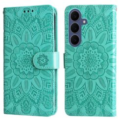 Kryty na mobil | Peňaženkové puzdro Embossing Pattern Slnečnica zelené – Samsung Galaxy S26 FE | Kryty na mobil
